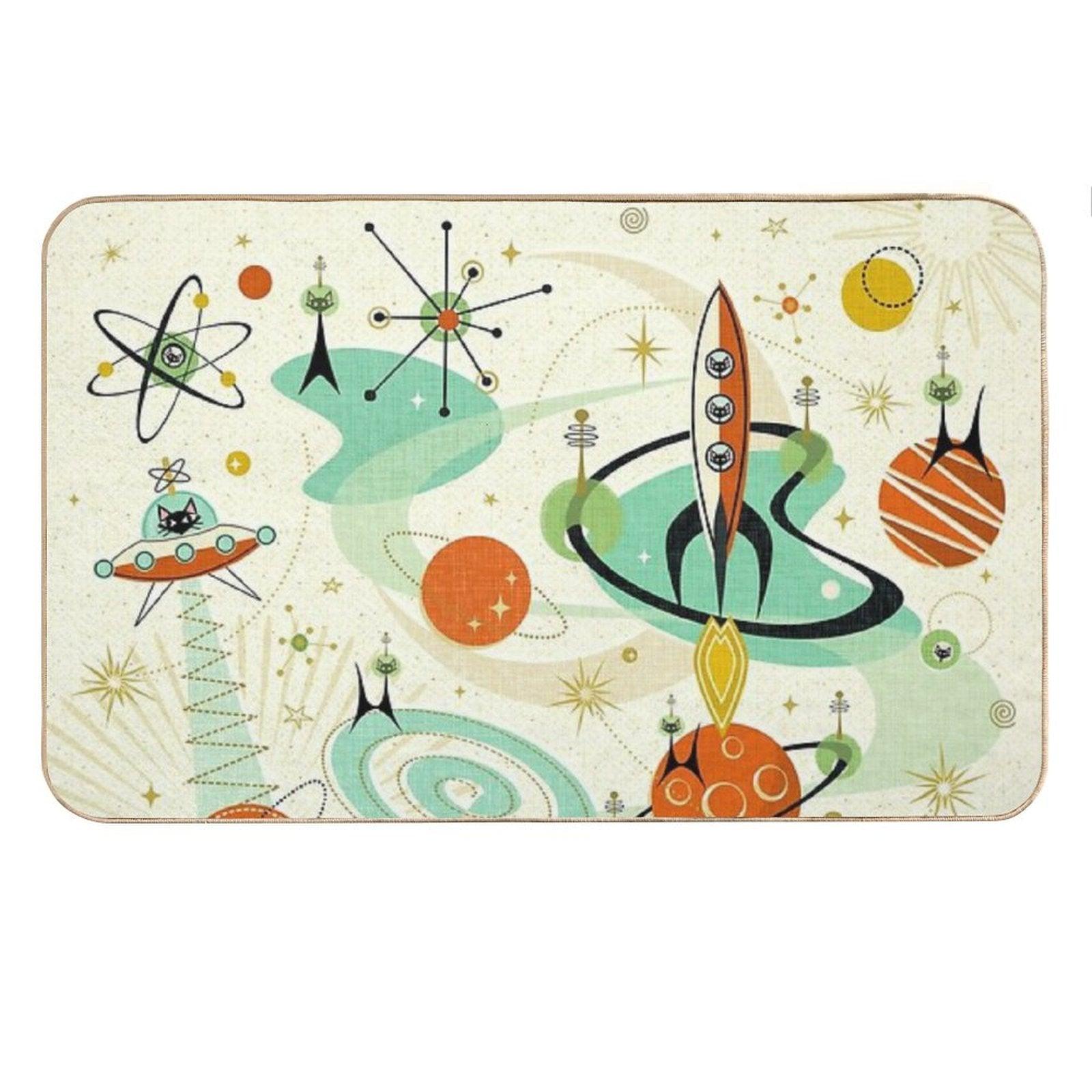 Atomic Cats in Space ©studioxtine Bath Mat