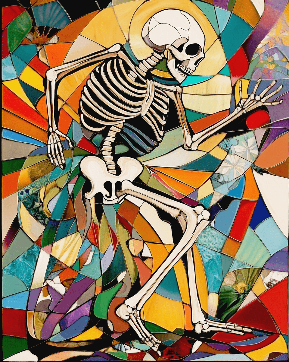 Skull Skeleton Art Print – 8x10 Gothic Wall Art with Acid Free Mat for 11x14 Frame