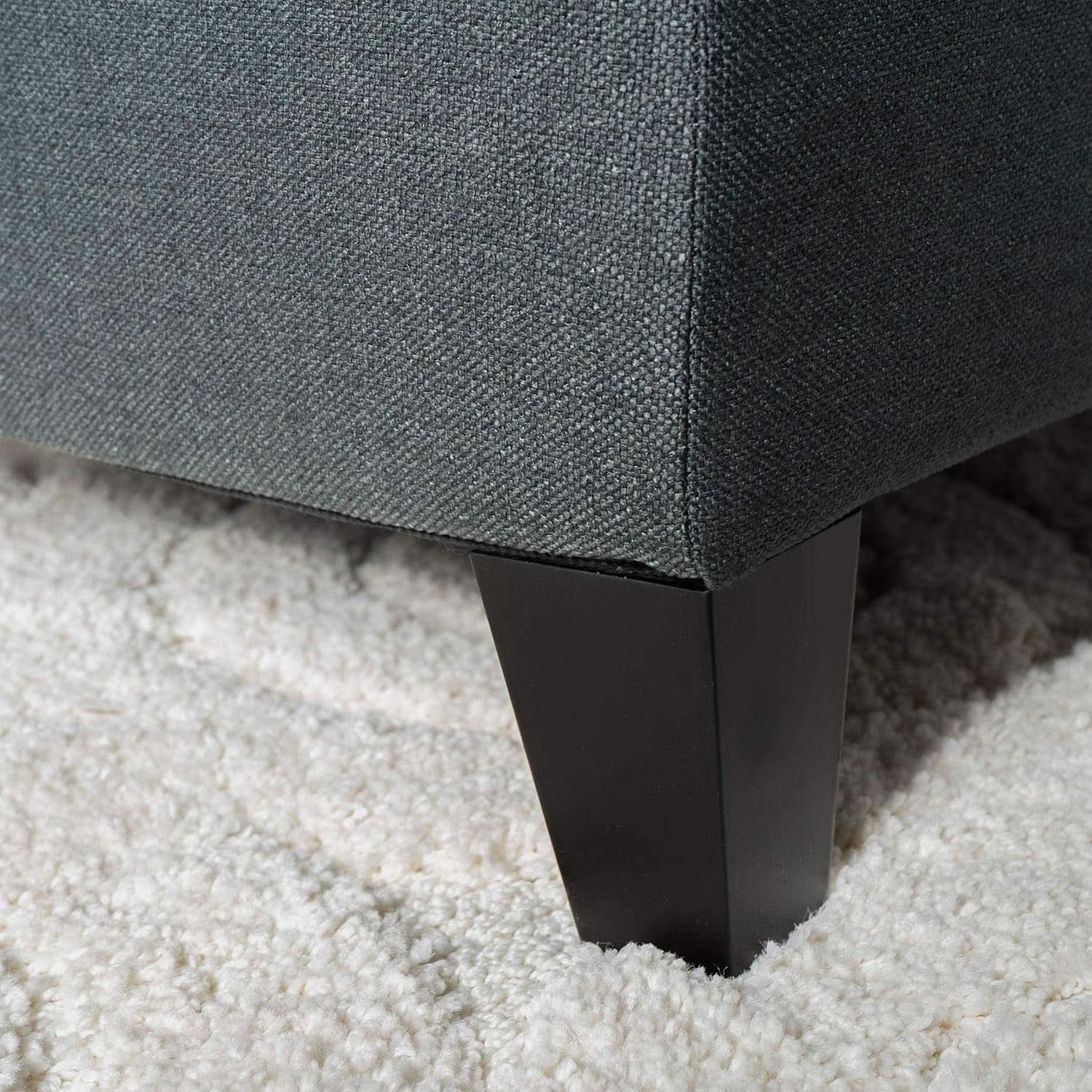 Dark Grey Tufted Fabric Storage Ottoman 17.5 In Depth