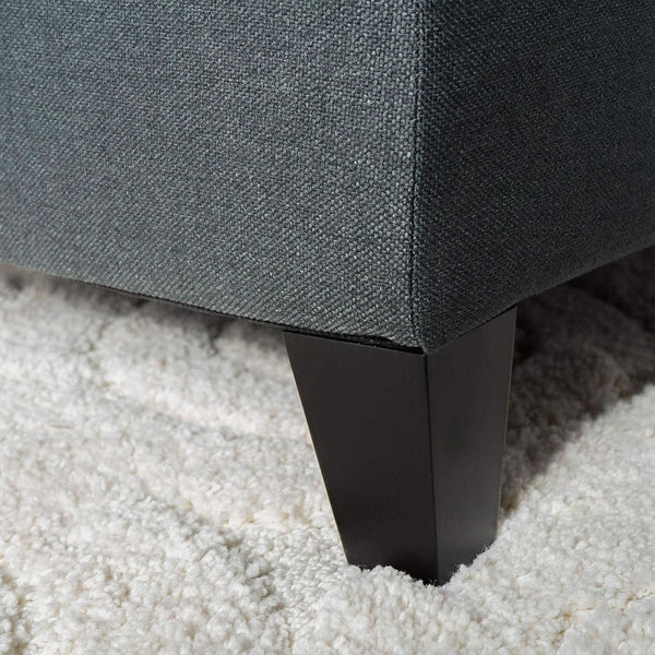Dark Grey Tufted Fabric Storage Ottoman 17.5 In Depth