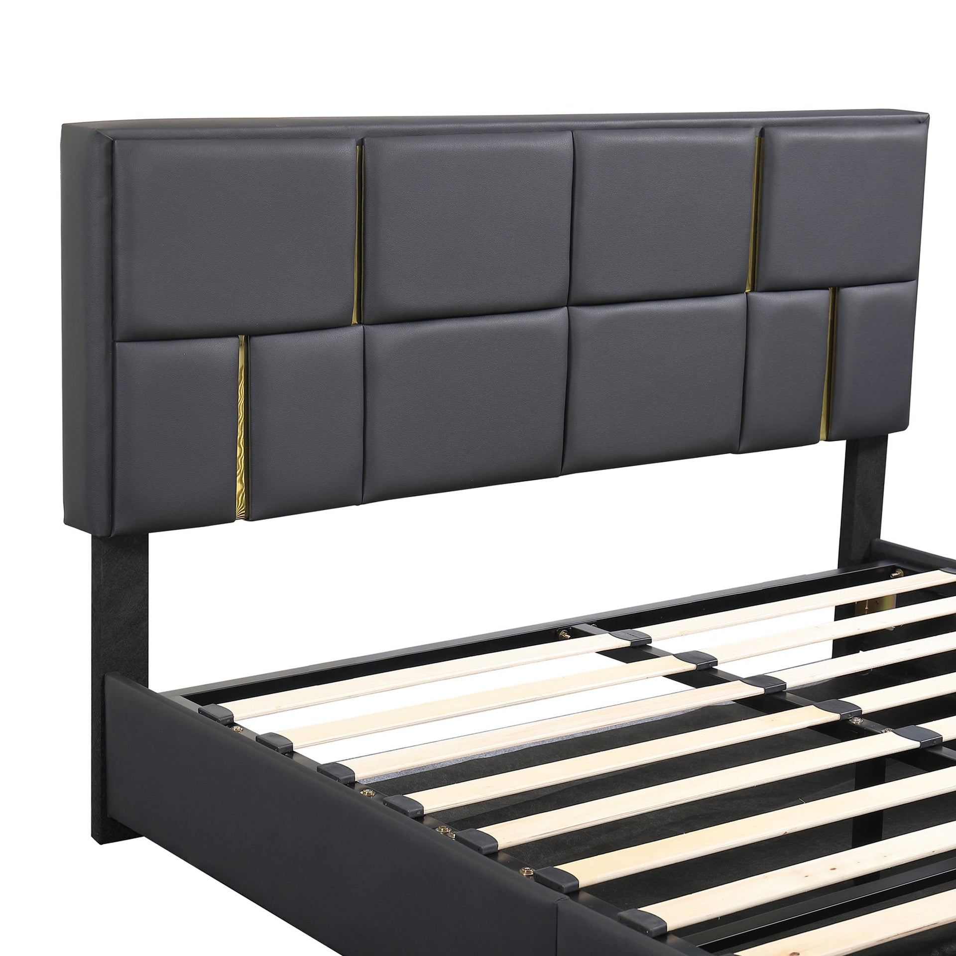 2-Pieces Bedroom Sets, Queen Size Upholstered Platform Bed with Hydraulic Storage System BLAKHOM