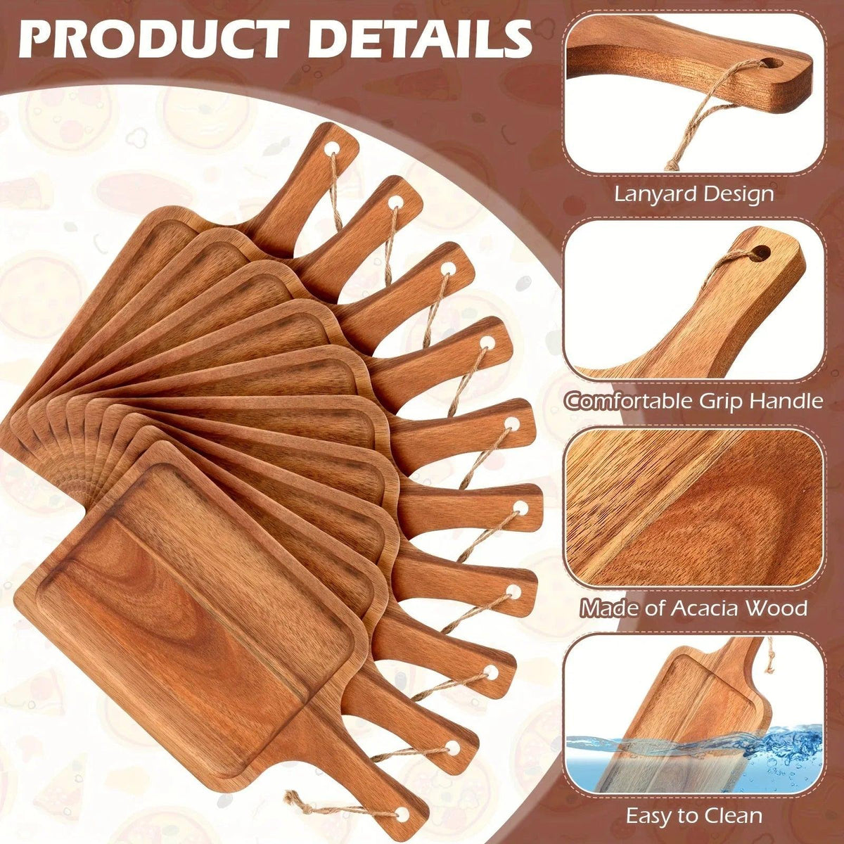 Acacia Wood Cutting Board with Handle, Charcuterie Platter & Serving Tray