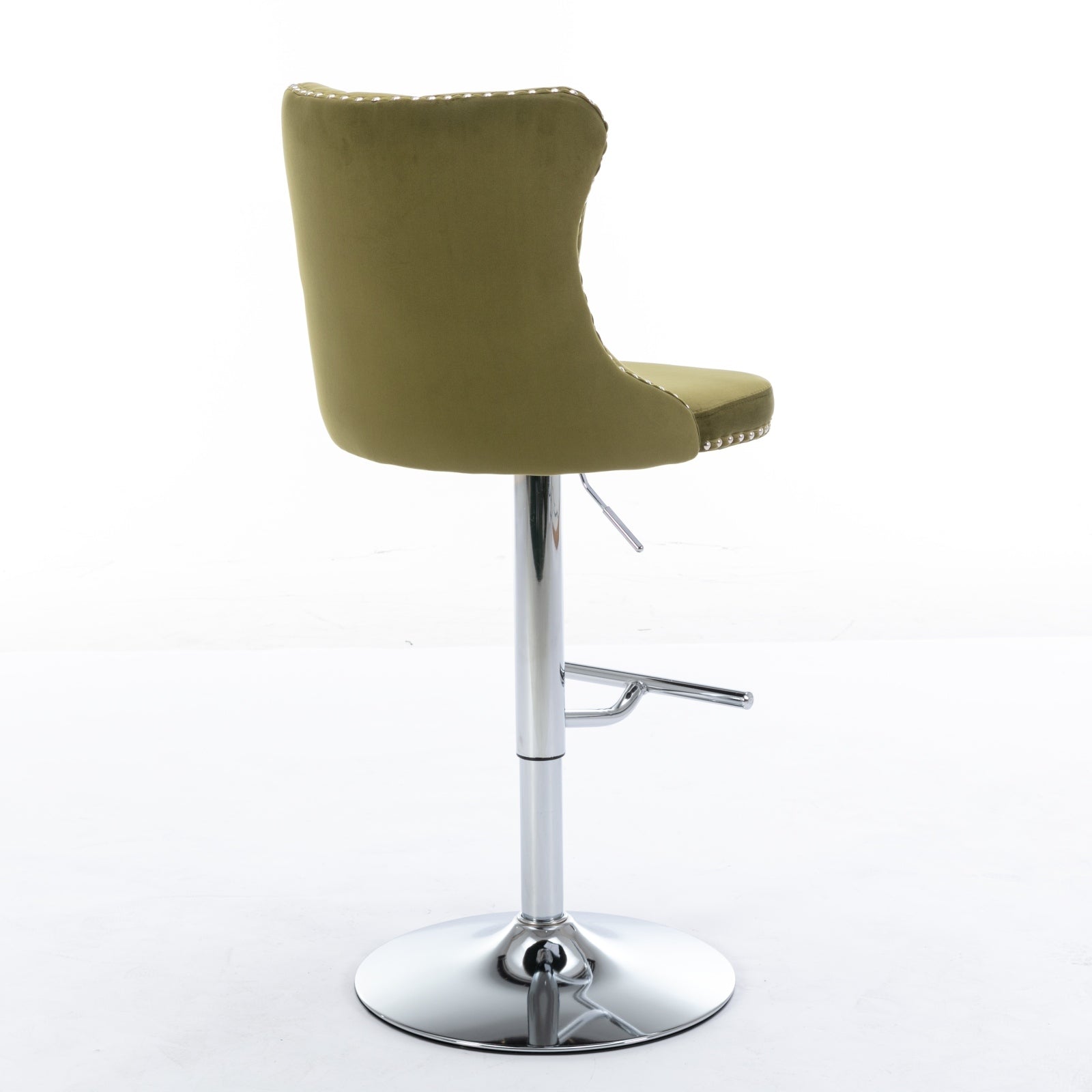 Modern Velvet Swivel Barstools with Adjustable Seat Height and Chrome Base