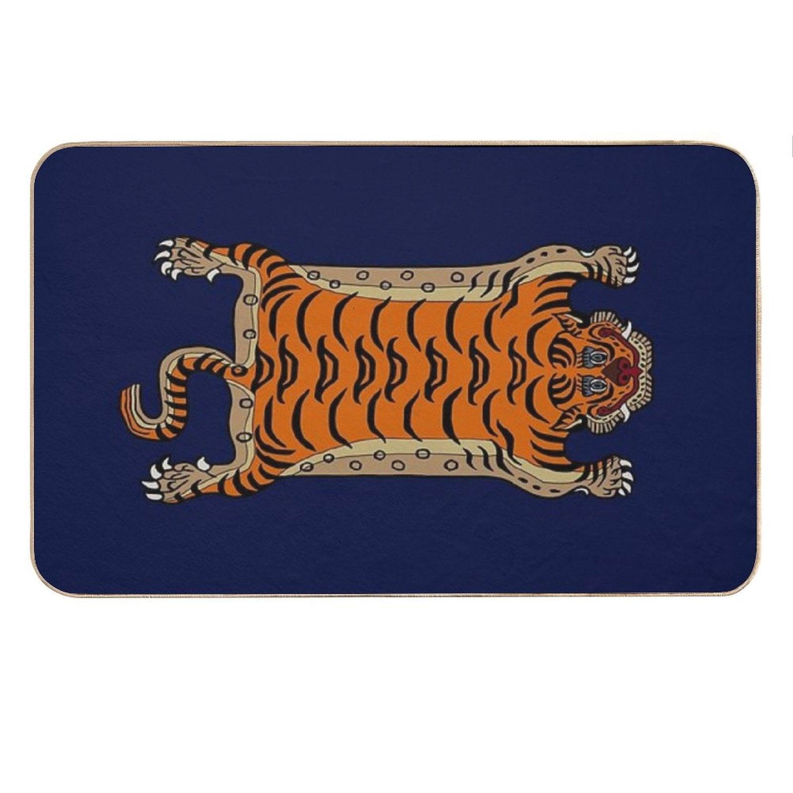 TIBETAN TIGER RUG-navy Blue Bath Mat