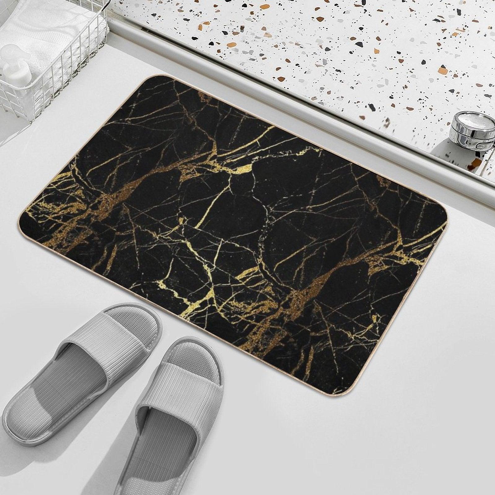 Black And Gold Marble  Texture Bath Mat