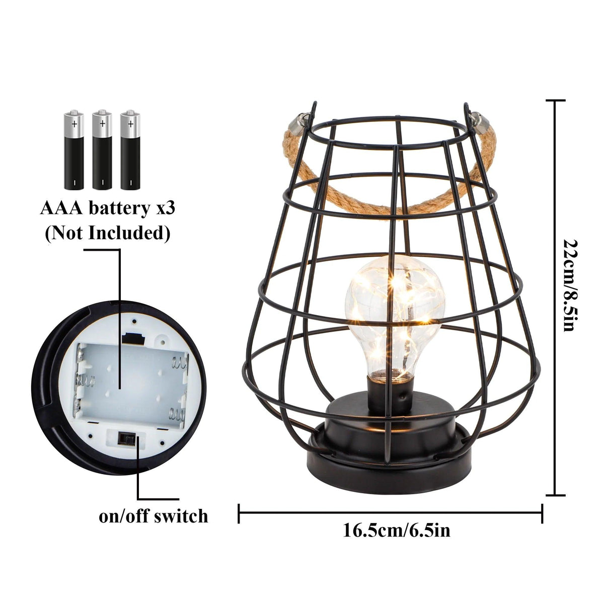 Set of 2 Cage Bulb Lantern Decorative Table Lamps