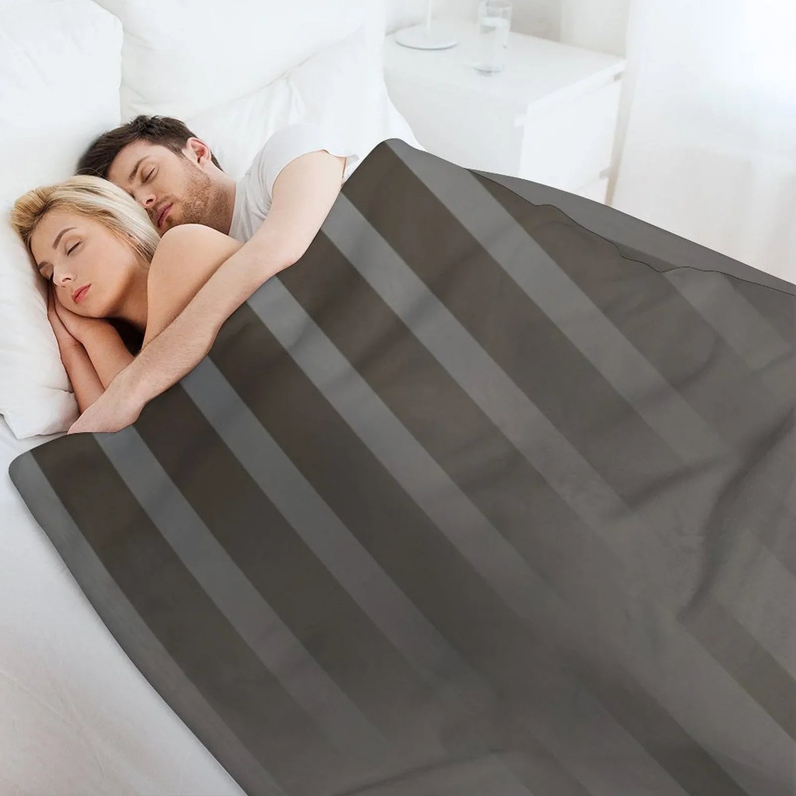 Gradient Taupe with Elegant Vertical Stripes Throw Blanket