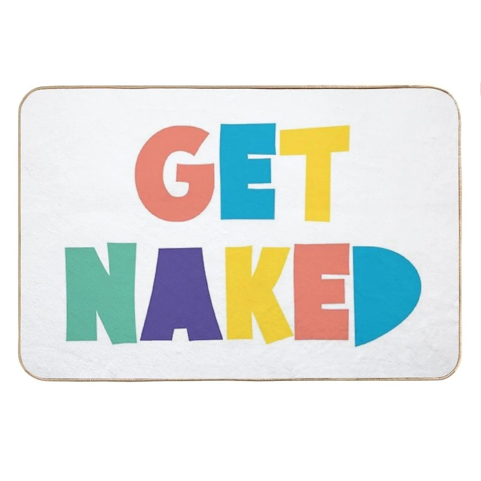 Get Naked Colorful Fun Cool Graphic Typography Bath Mat