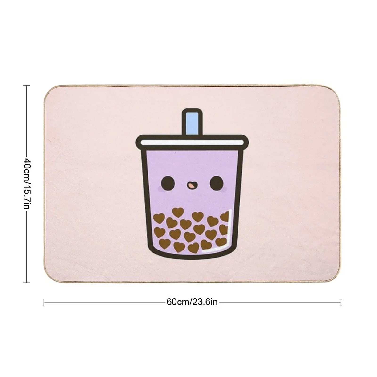 Cute Love Heart Bubble Tea Bath Mat