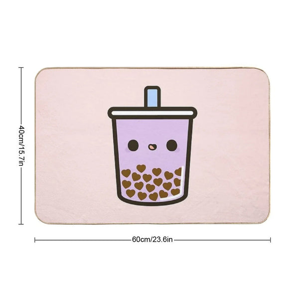 Cute Love Heart Bubble Tea Bath Mat