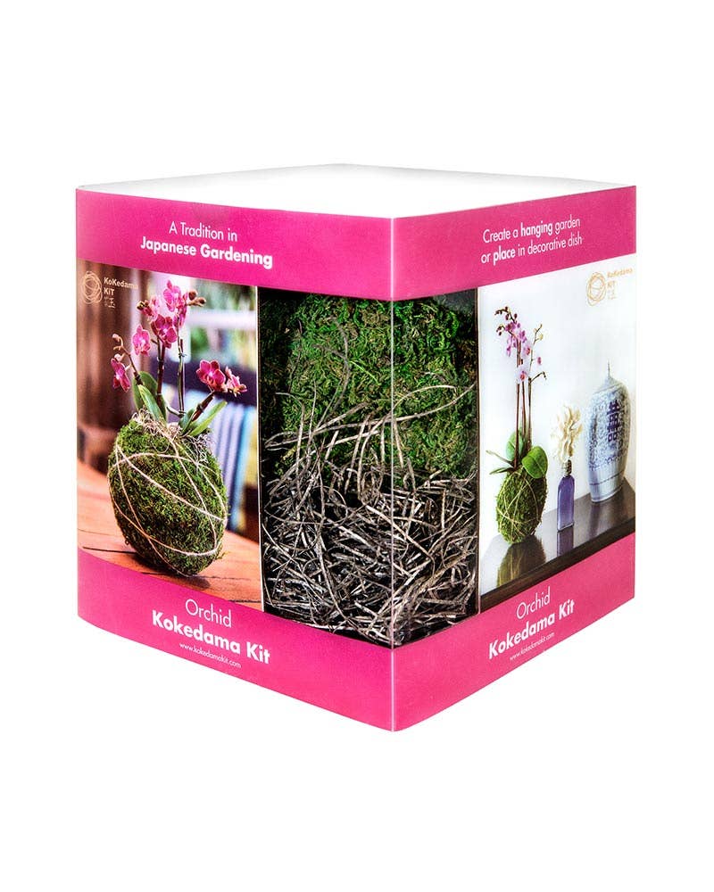 Orchid Kokedama Kit – DIY Moss Ball Plant Growing Kit with Preserved Moss & Twine