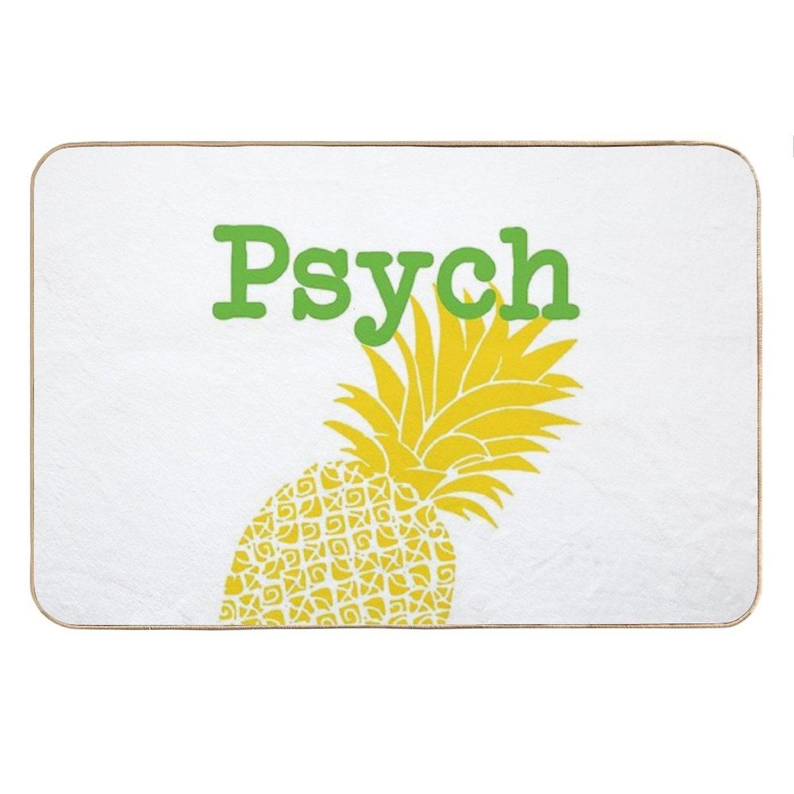 Minimalist Psych TV Show Pop Culture Lime Yellow Fun Green Pineapple Bath Mat