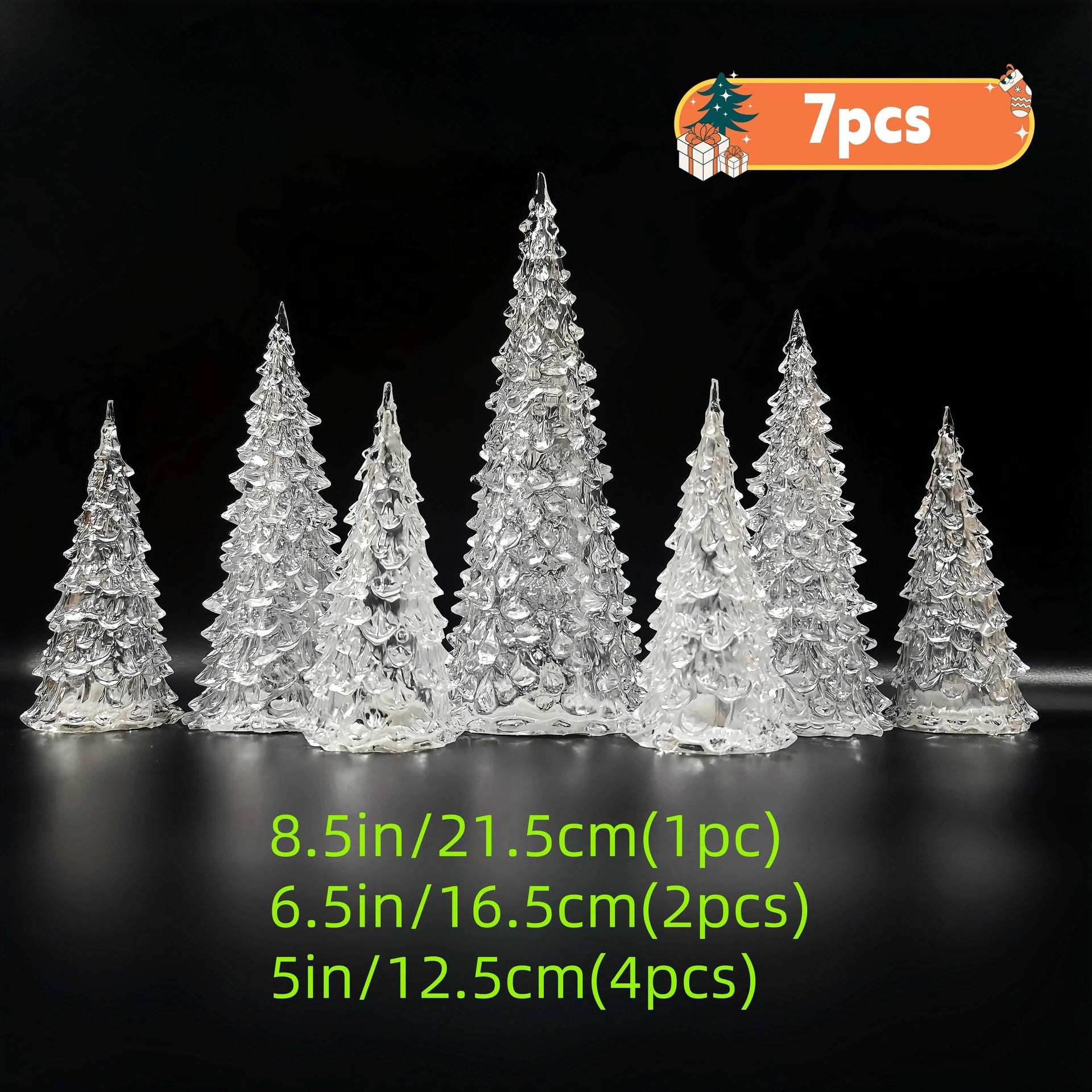 Acrylic Christmas Decor Set of 3 with String Lights