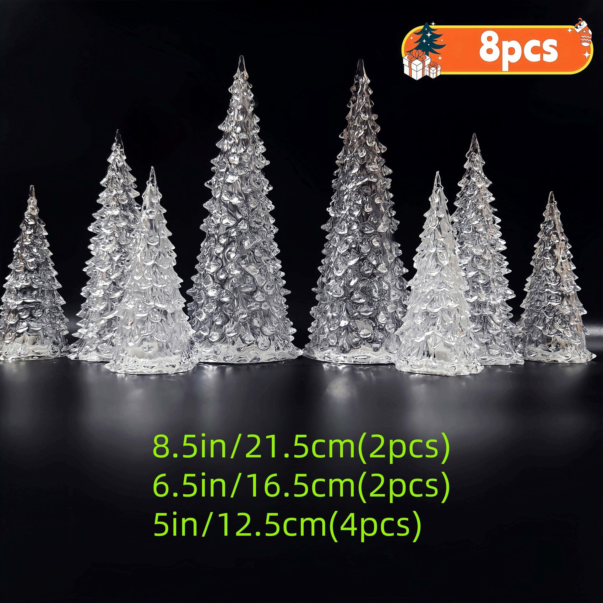 Acrylic Christmas Decor Set of 3 with String Lights