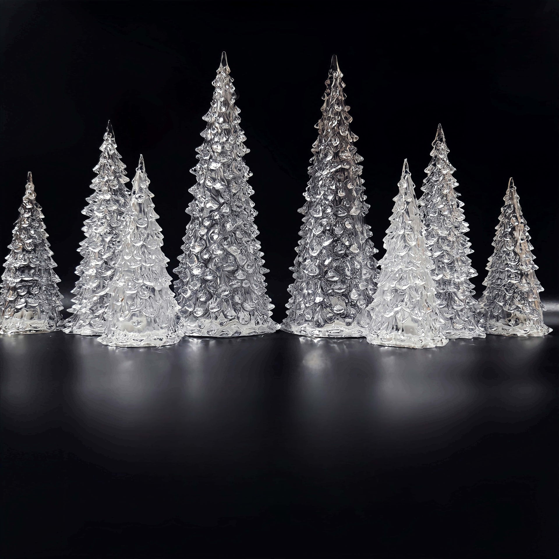 Acrylic Christmas Decor Set of 3 with String Lights