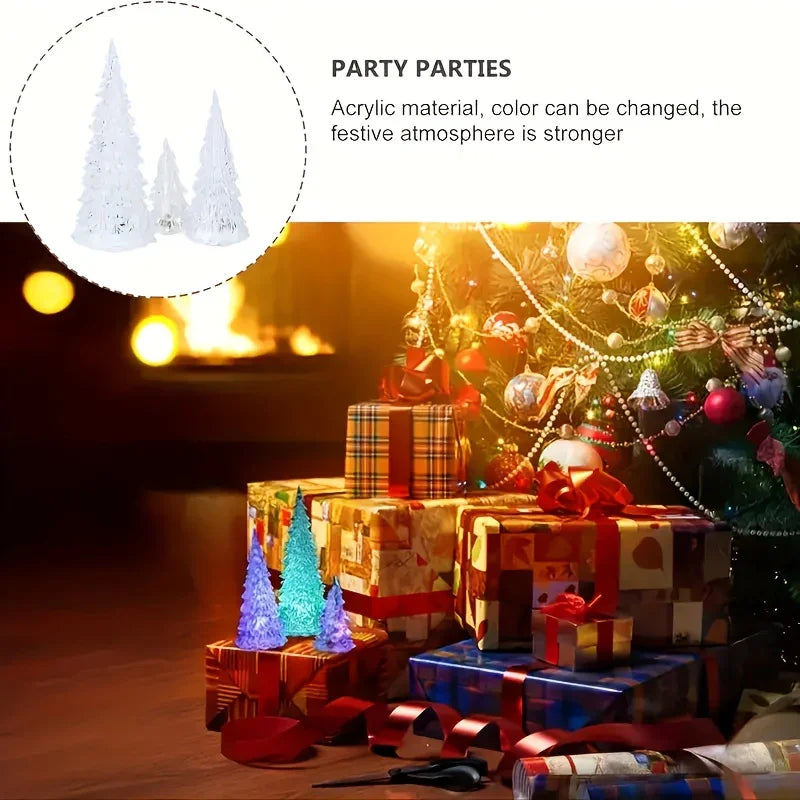 Acrylic Christmas Decor Set of 3 with String Lights