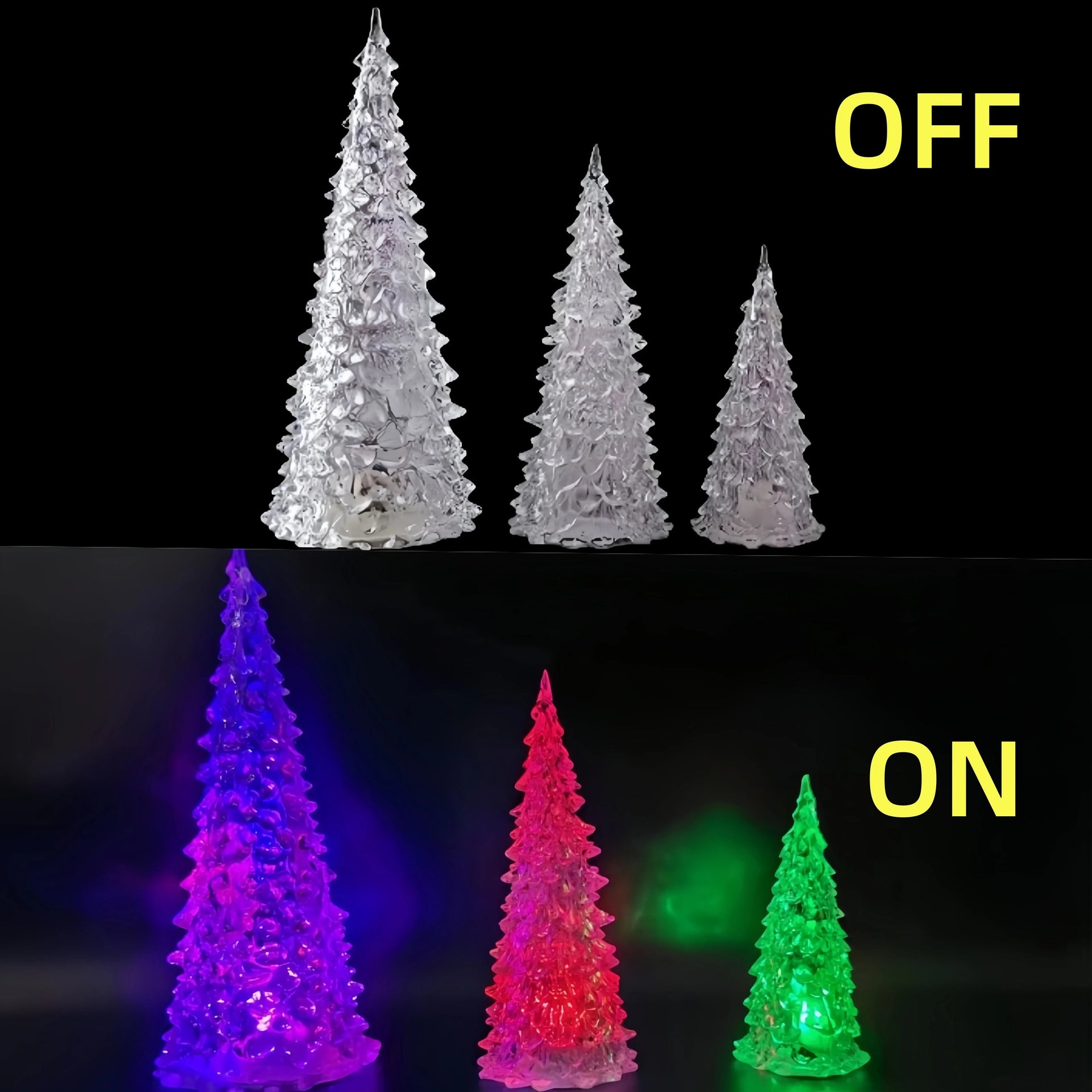 Acrylic Christmas Decor Set of 3 with String Lights