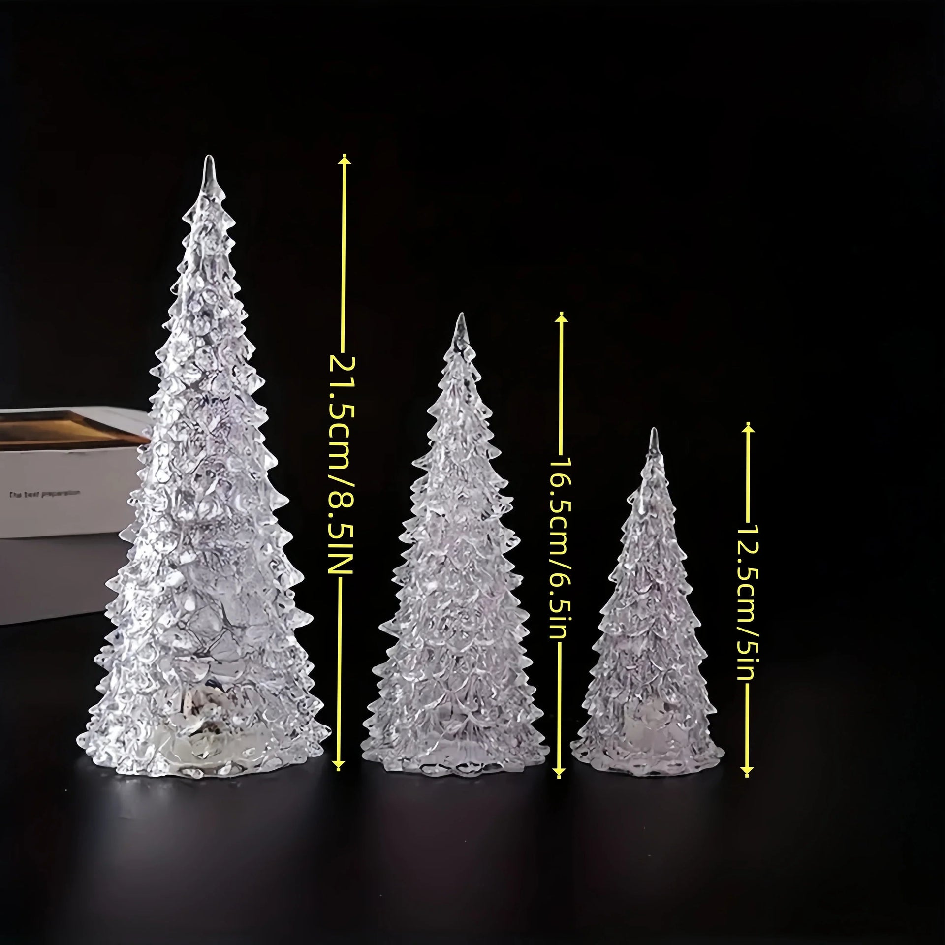 Acrylic Christmas Decor Set of 3 with String Lights