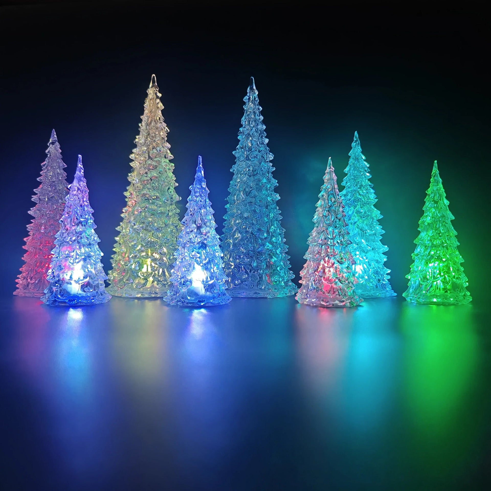 Acrylic Christmas Decor Set of 3 with String Lights