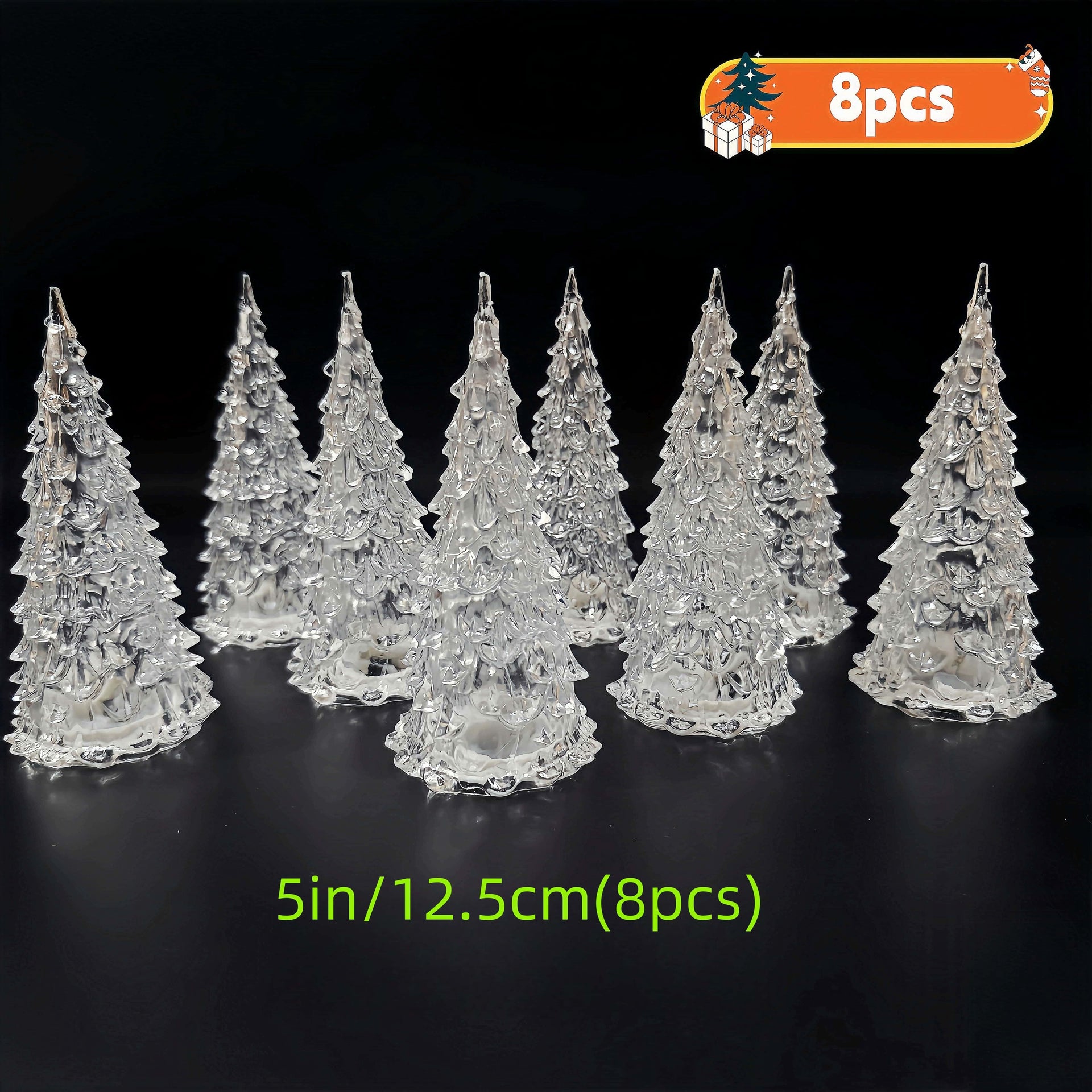 Acrylic Christmas Decor Set of 3 with String Lights
