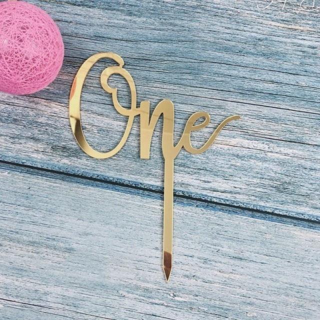 Acrylic One Cake Topper Top Cake One Cake Topper Birthday Cake Topper Double Sided For Anniversaries And Parties  Birthday Party Cupcake Toppers Flags Wedding Baby Shower Supplies Lovely Baking Dessert Decorations