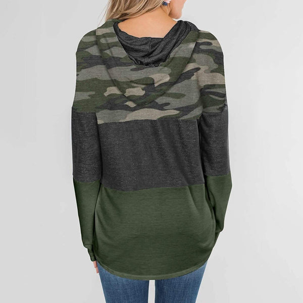 Actloe Women Long Sleeve Striped Color Block Casual Hoodies