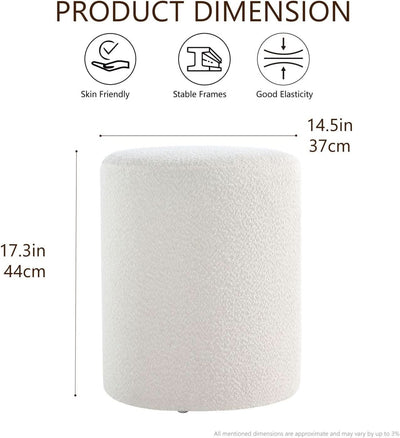 Round Velveteen Upholstered Ottoman With Padded Seat