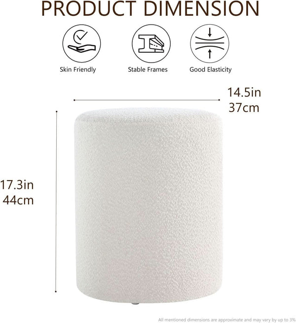 Round Velveteen Upholstered Ottoman With Padded Seat