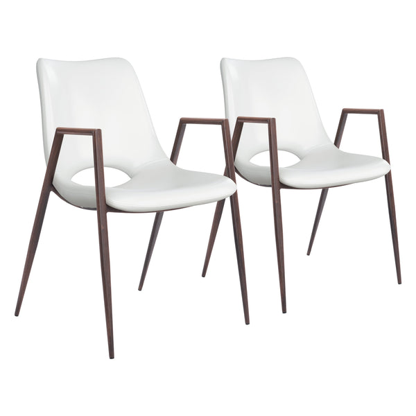 Desi Dining Chair (Set of 2) White & Walnut
