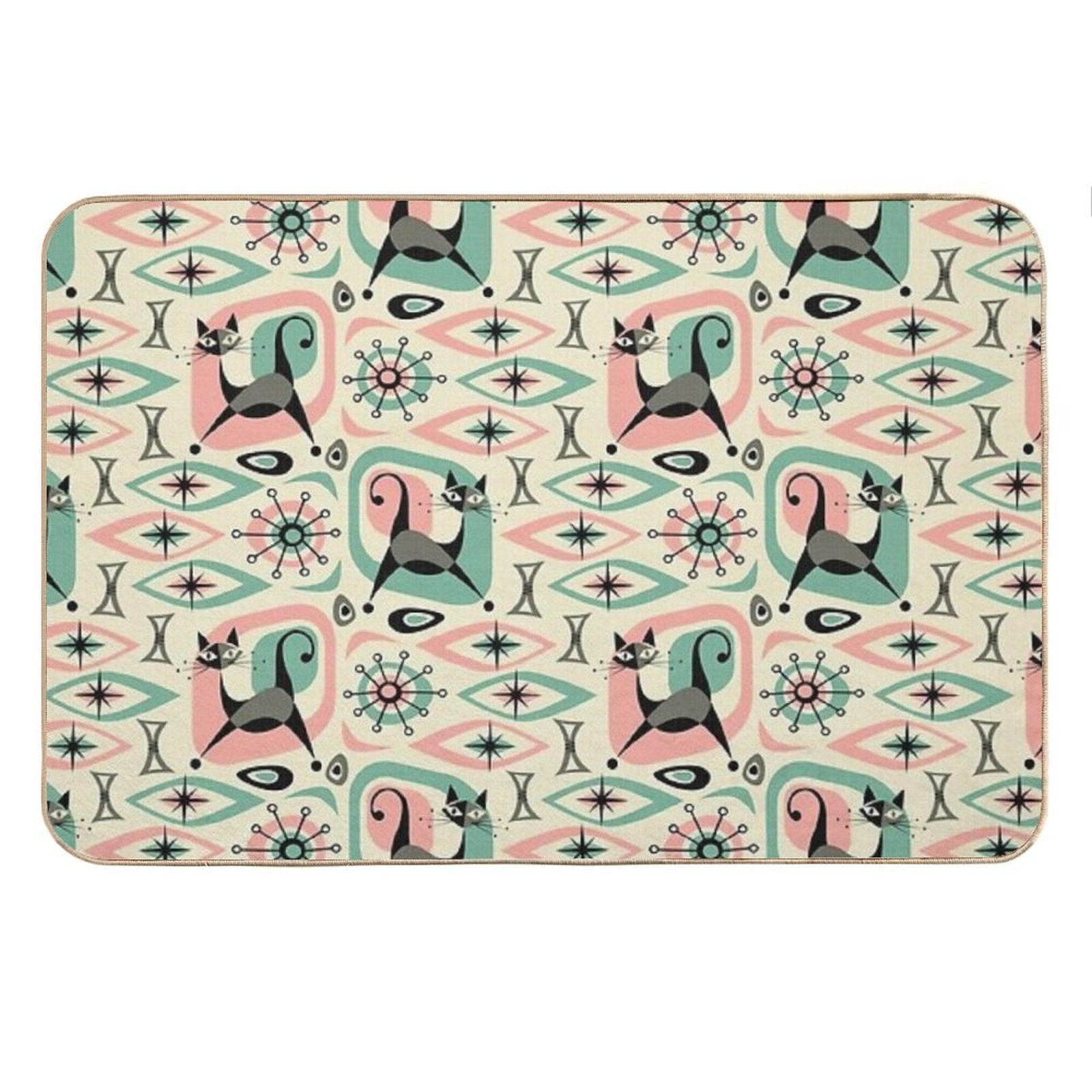Mid Century Cat Abstract Bath Mat