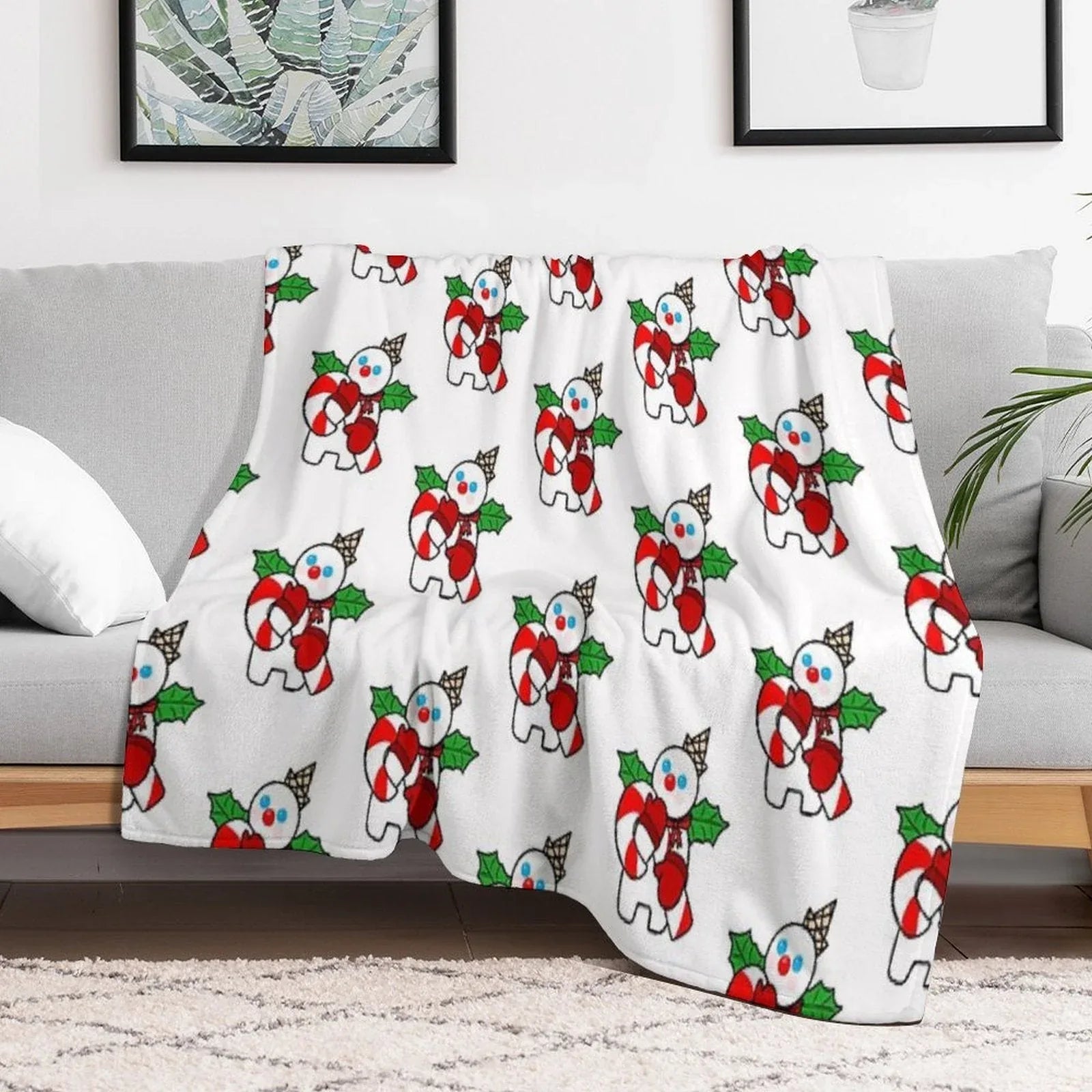 Mr. Bingle with Candy Cane Throw Blanket
