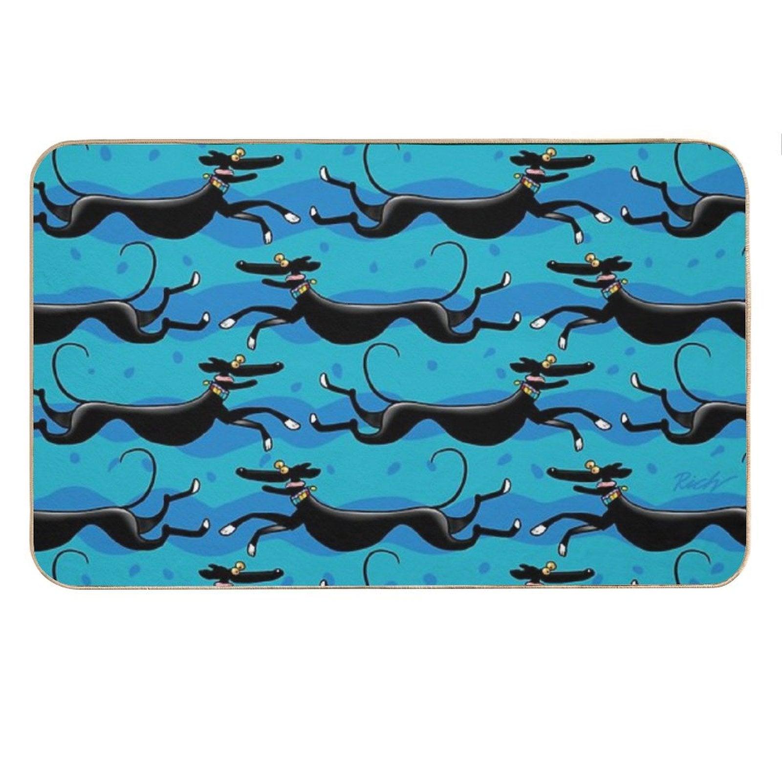 Blue Zoomies Pattern Bath Mat