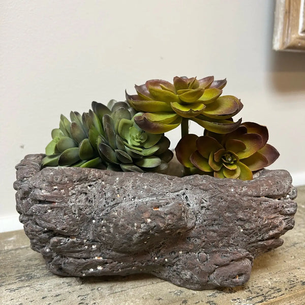 Cement Burled Bark Planter