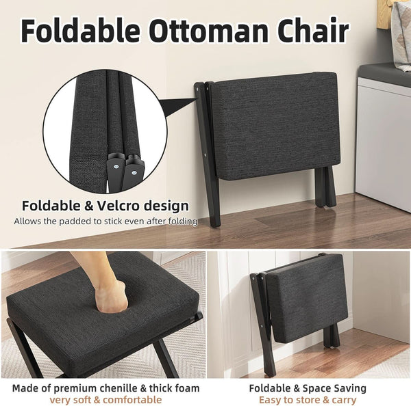 Foldable Foot Stool Black For Contemporary Living Room