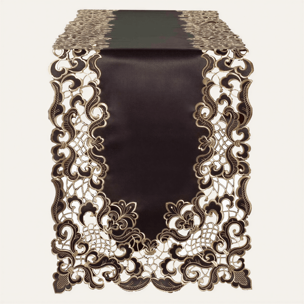 Black Gold Table Runner – Noir Luxe, 14x108 Inch
