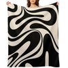 Retro Fantasy Swirl Abstract in Black And Almond Cream All-season Throw Blanket