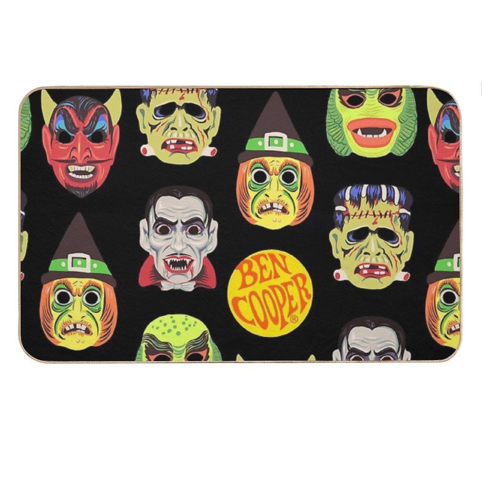 Vintage Halloween Masks Bath Mat
