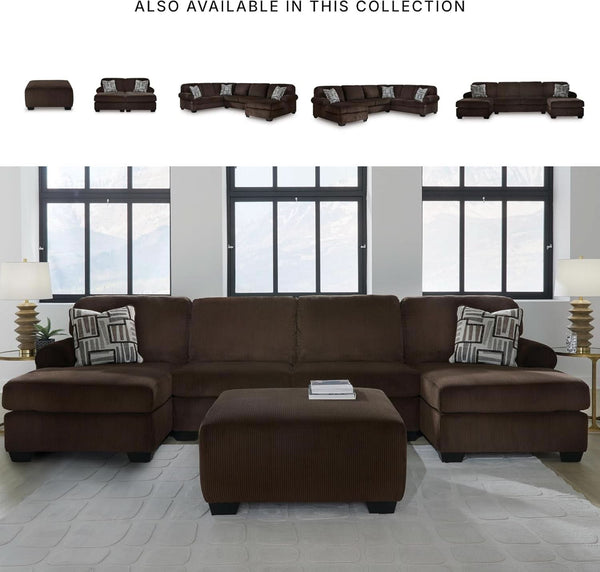 Ottoman Dark Brown Textured Stripe Statement Piece