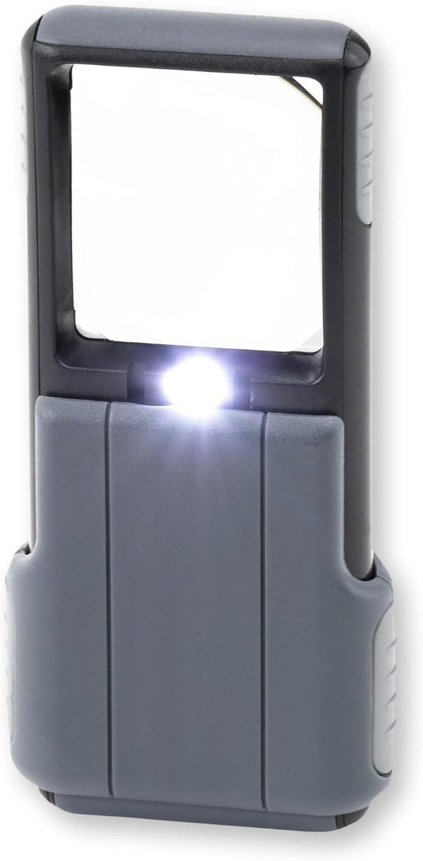 Compact 5X Magnifying Glass with Built-In LED Light & Protective Sleeve