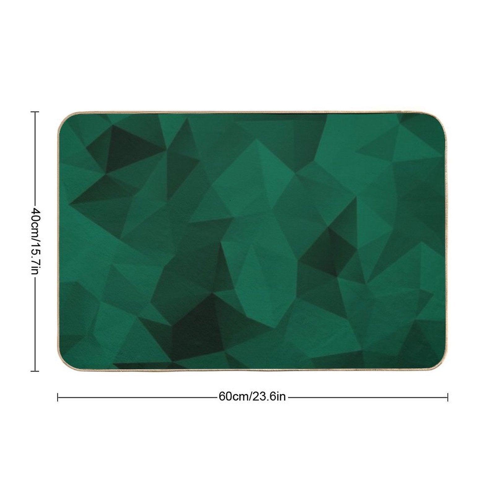 Polygonal Emerald Green Geometric Pattern Bath Mat