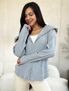 Culture Code Full Size Ribbed Zip Up Hooded Jacket - H.Grey / M