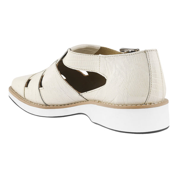 Adam Mens Fisherman Lizard Print Genuine Leather Buckle Closure Sandals