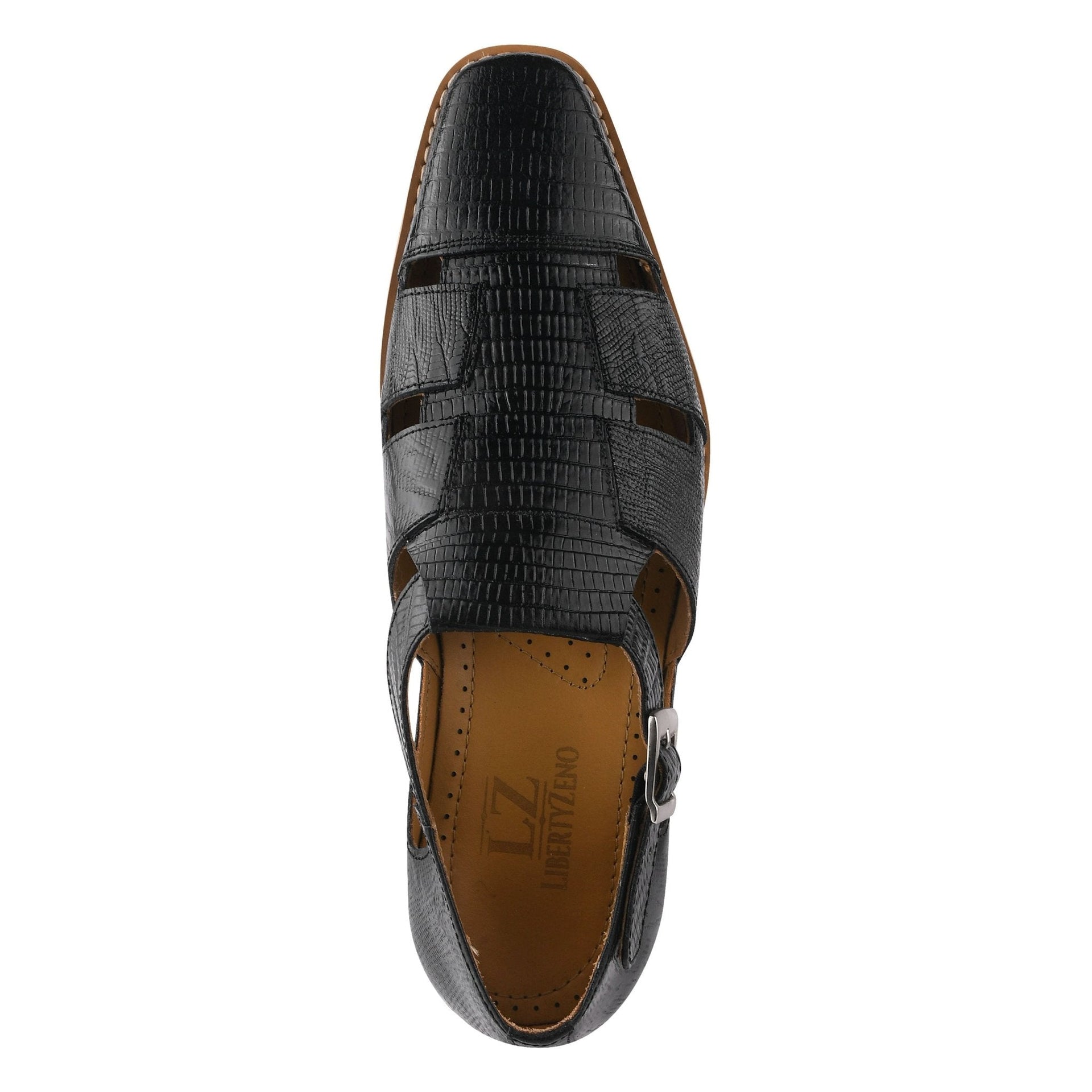 Adam Mens Fisherman Lizard Print Genuine Leather Buckle Closure Sandals