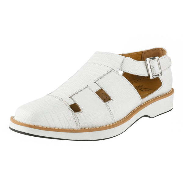 Adam Mens Fisherman Lizard Print Genuine Leather Buckle Closure Sandals