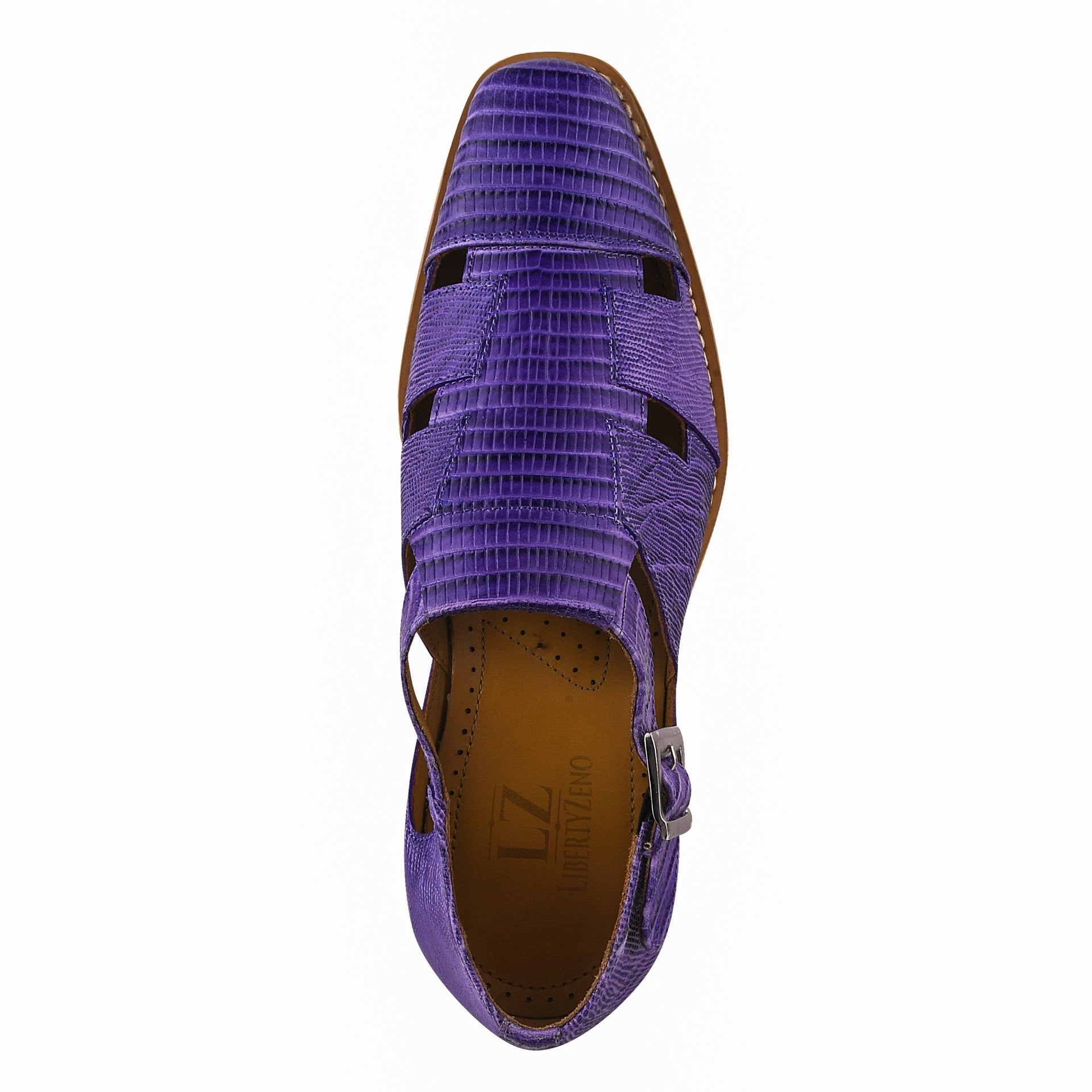 Adam Mens Fisherman Lizard Print Genuine Leather Buckle Closure Sandals