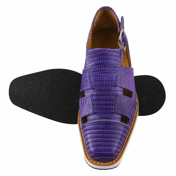 Adam Mens Fisherman Lizard Print Genuine Leather Buckle Closure Sandals