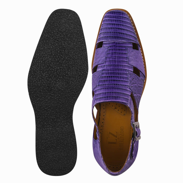 Adam Mens Fisherman Lizard Print Genuine Leather Buckle Closure Sandals