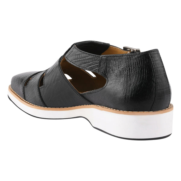 Adam Mens Fisherman Lizard Print Genuine Leather Buckle Closure Sandals