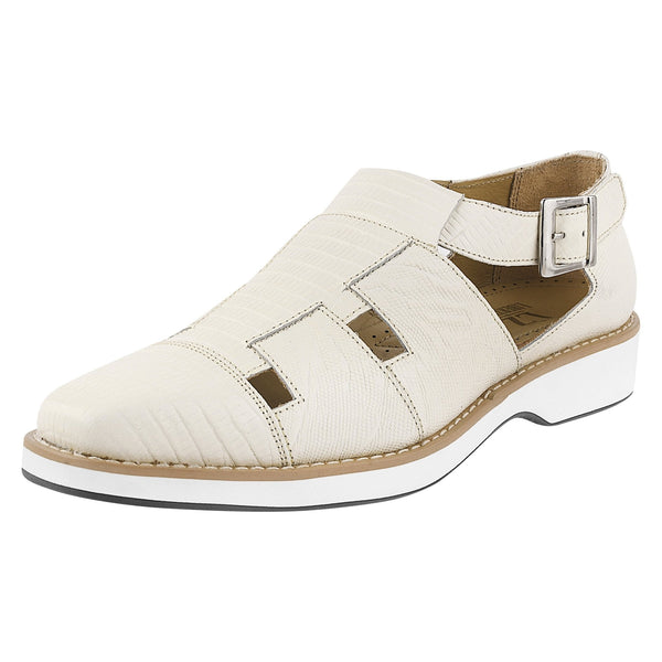 Adam Mens Fisherman Lizard Print Genuine Leather Buckle Closure Sandals