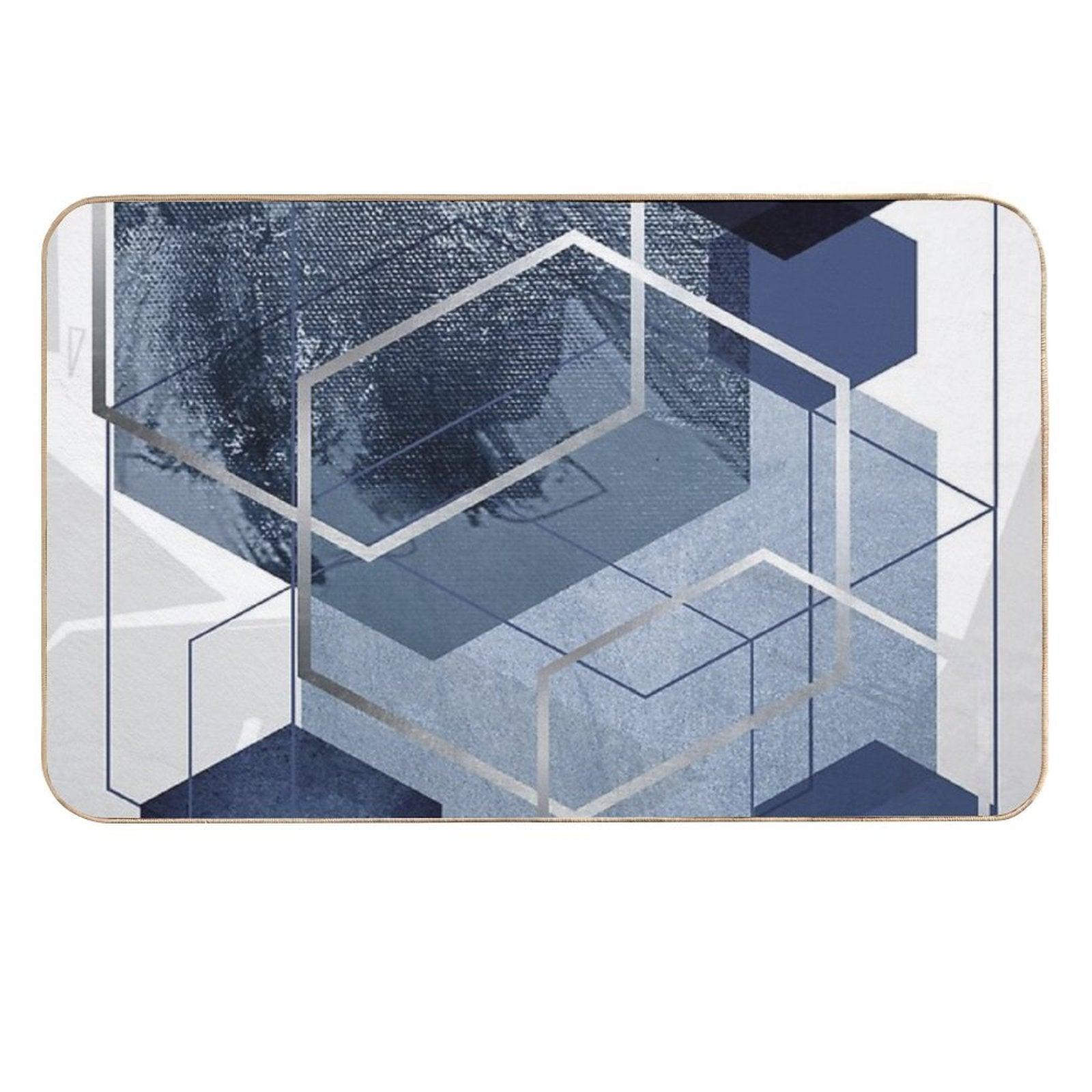 Blue And Grey Geo  Multi-Purpose Bath Mat